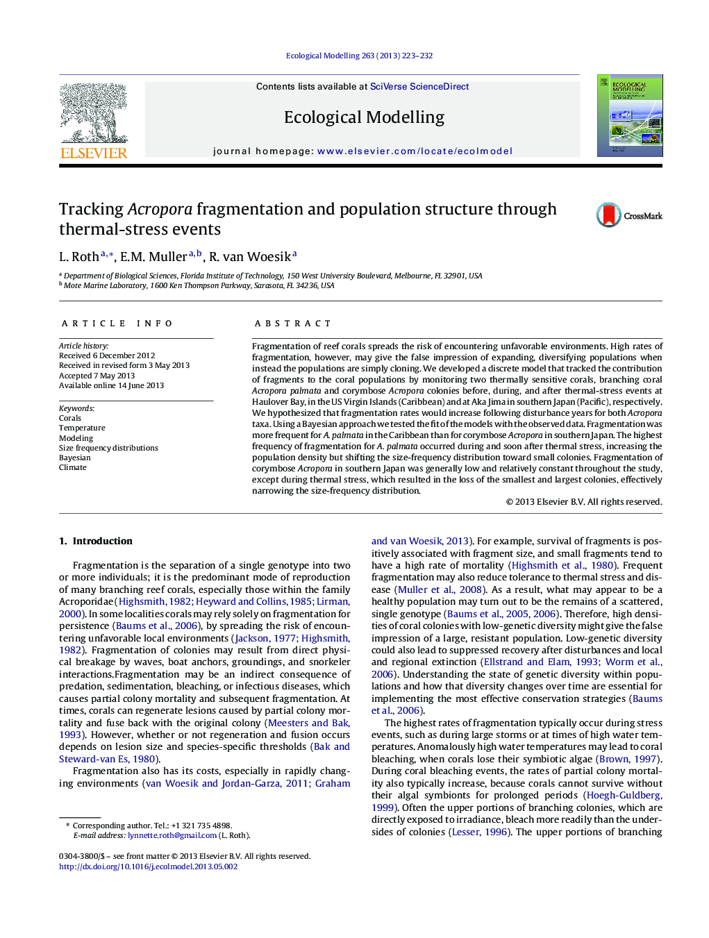 Tracking Acropora fragmentation and population structure through thermal-stress events