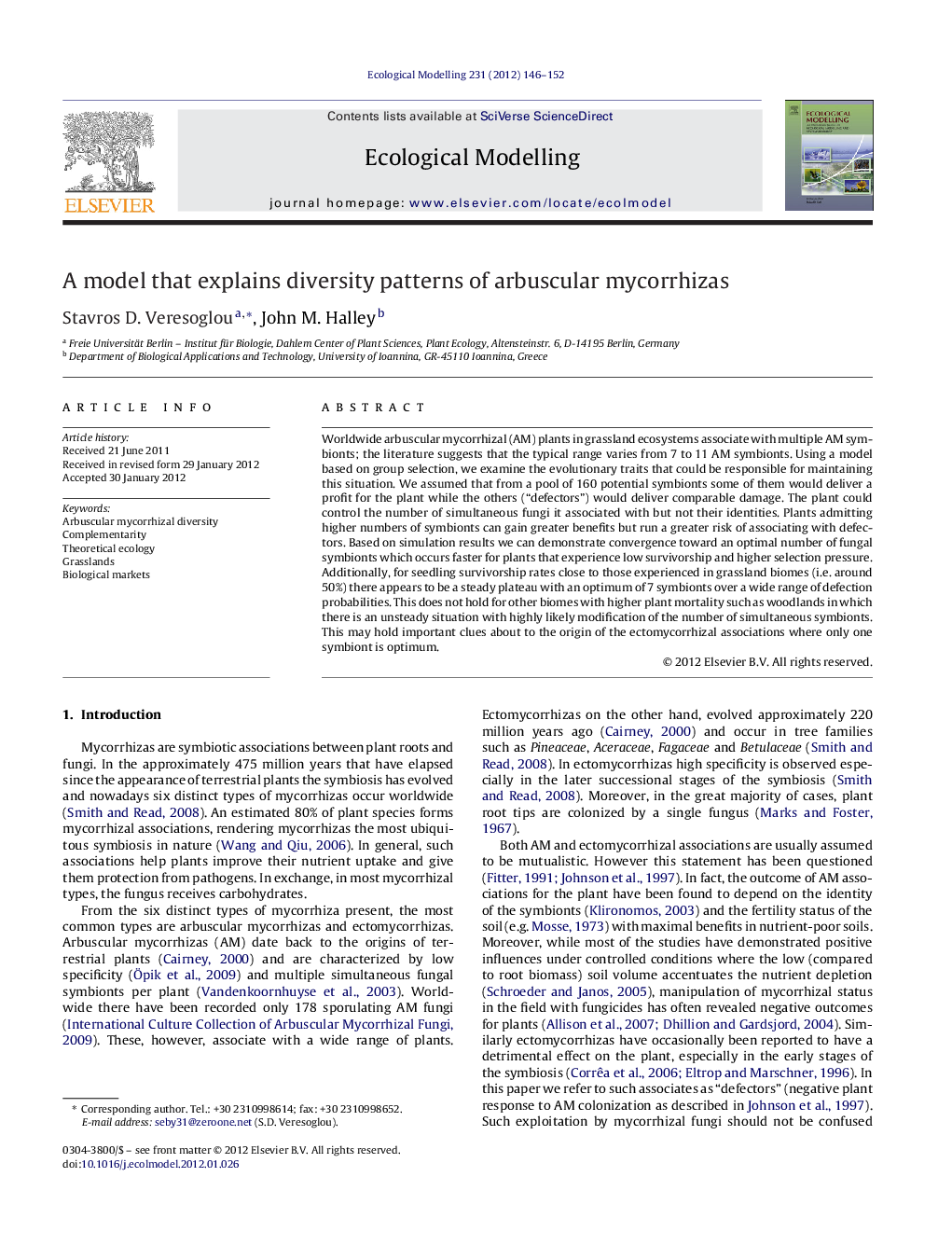 A model that explains diversity patterns of arbuscular mycorrhizas