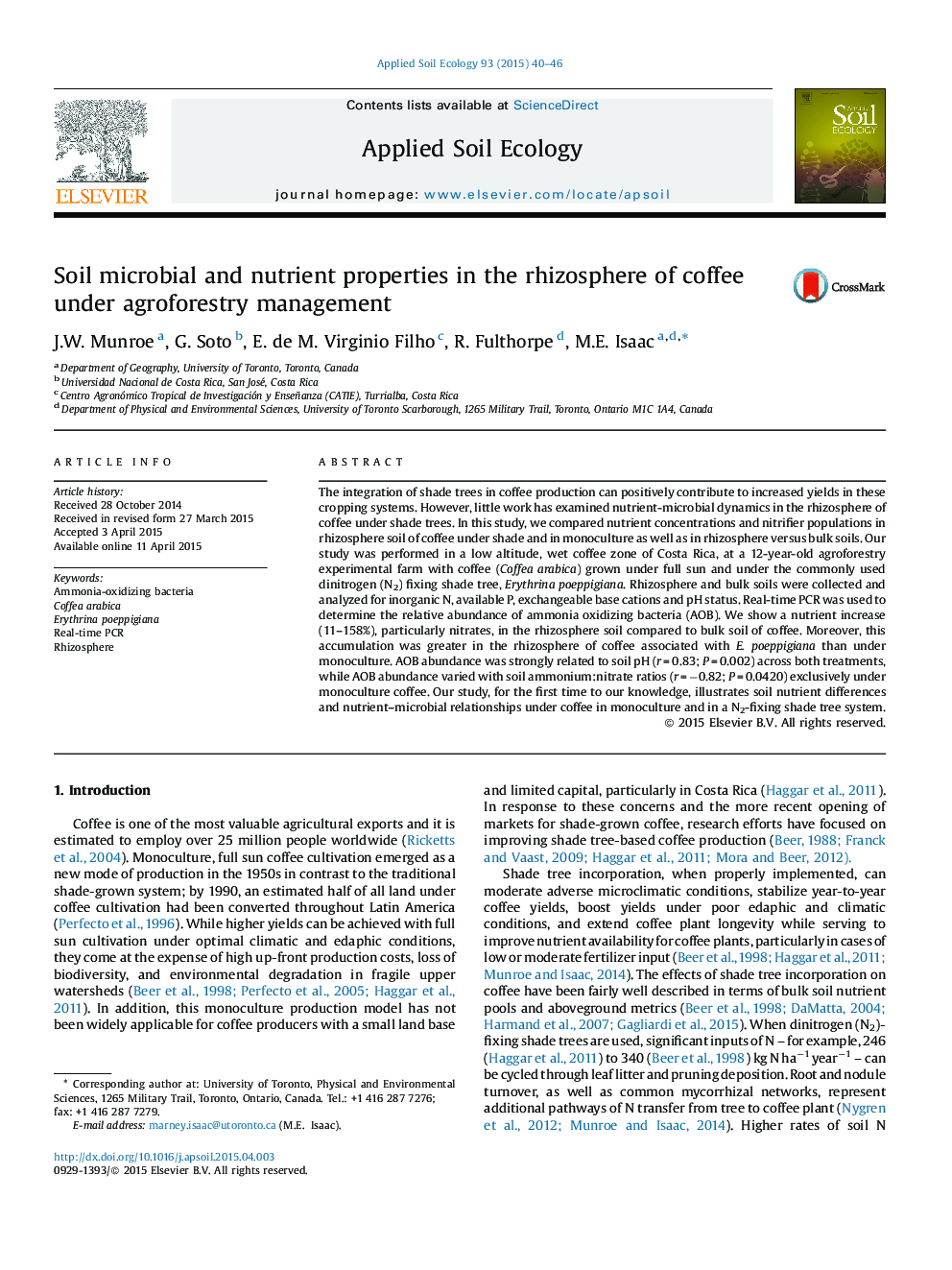 Soil microbial and nutrient properties in the rhizosphere of coffee under agroforestry management