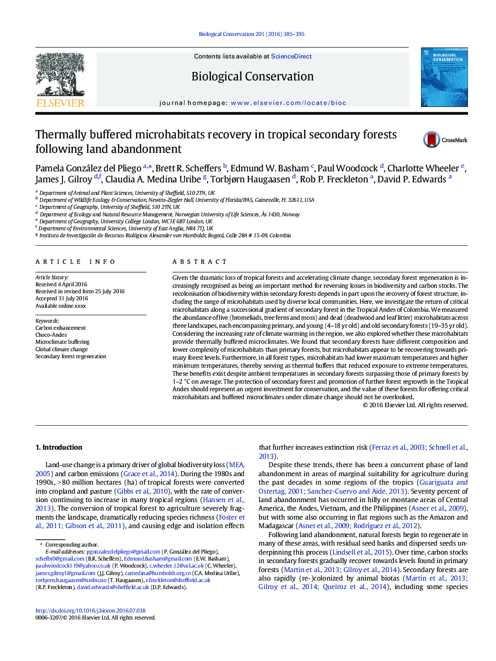 Thermally buffered microhabitats recovery in tropical secondary forests following land abandonment