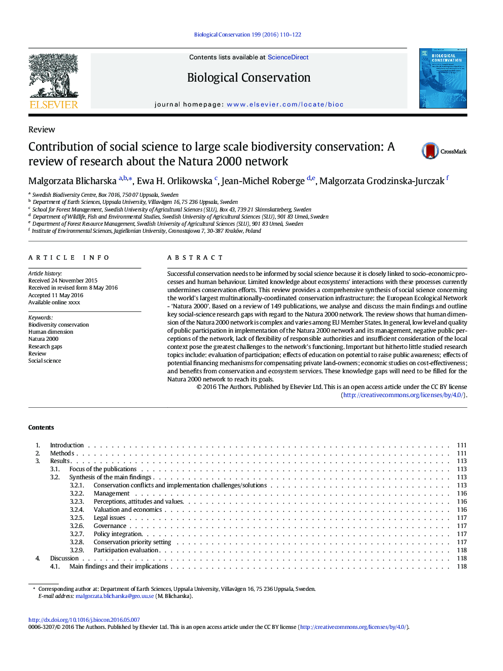 Contribution of social science to large scale biodiversity conservation: A review of research about the Natura 2000 network