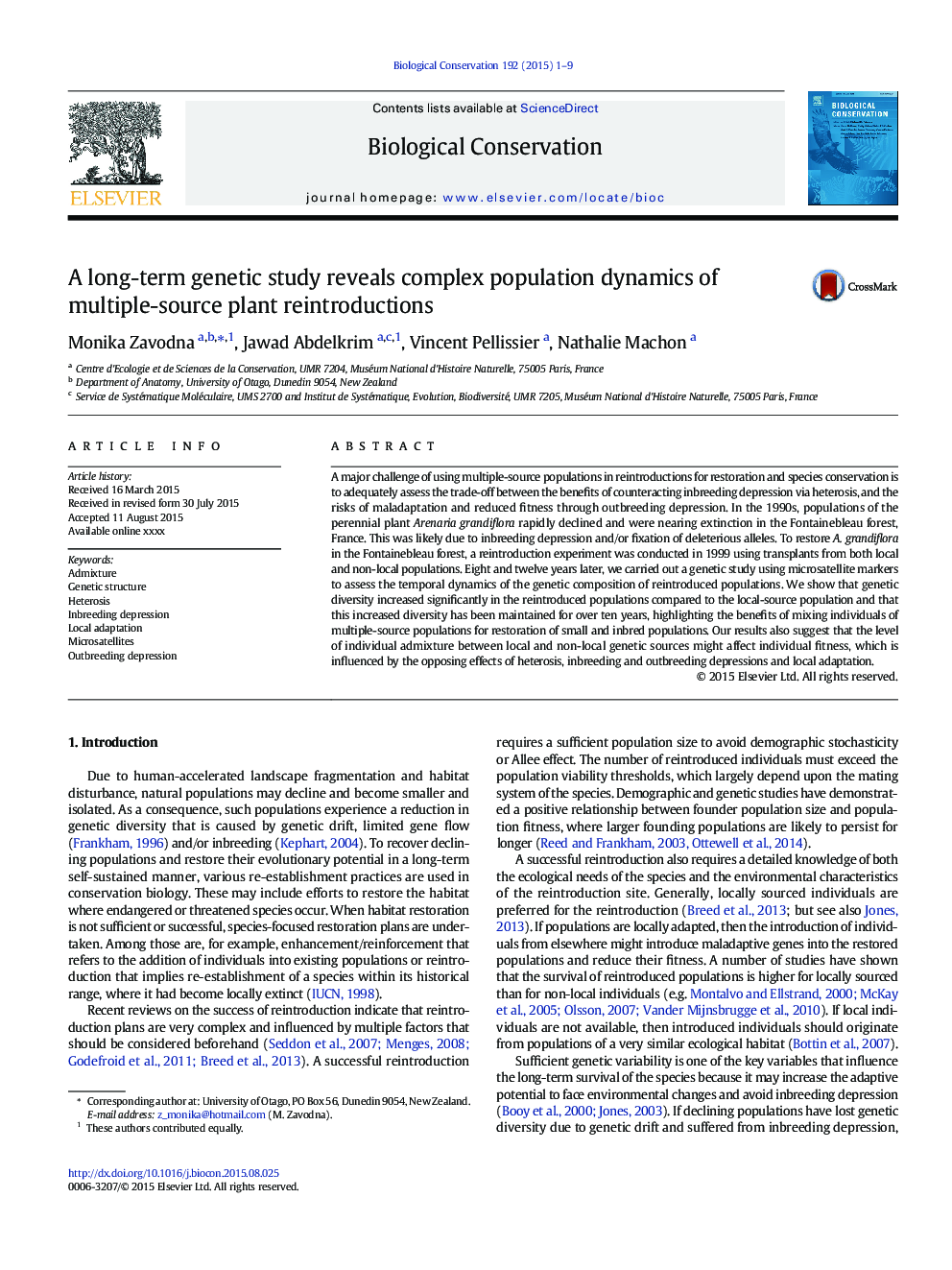 A long-term genetic study reveals complex population dynamics of multiple-source plant reintroductions