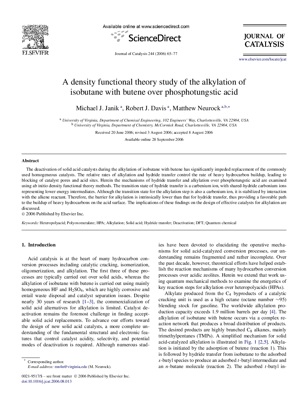 A density functional theory study of the alkylation of isobutane with butene over phosphotungstic acid