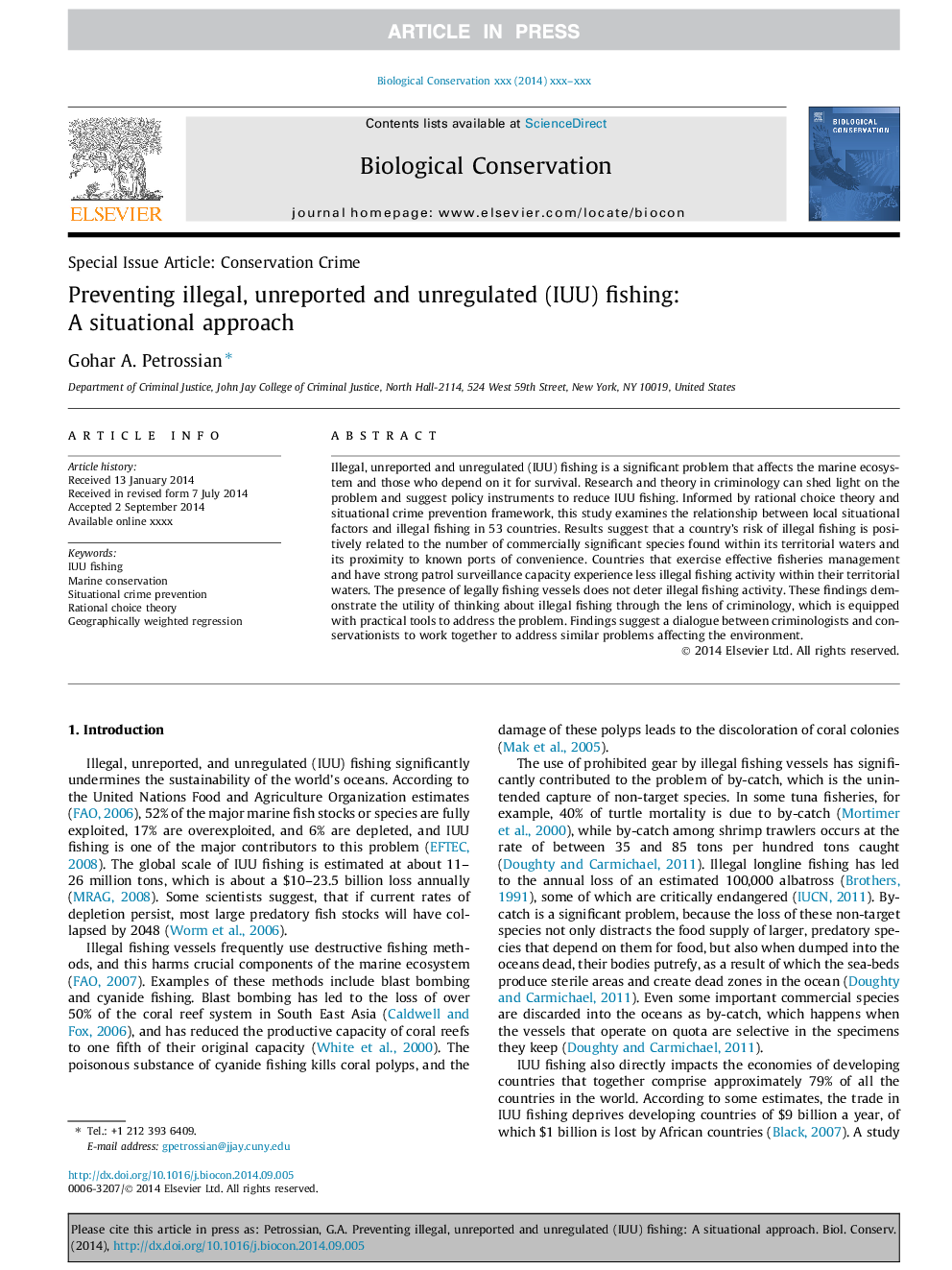 Preventing illegal, unreported and unregulated (IUU) fishing: A situational approach