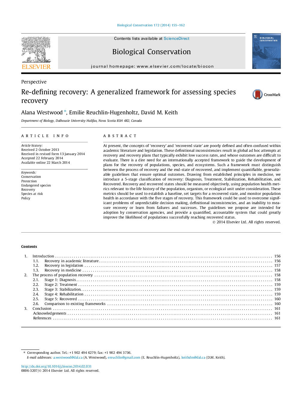 PerspectiveRe-defining recovery: A generalized framework for assessing species recovery