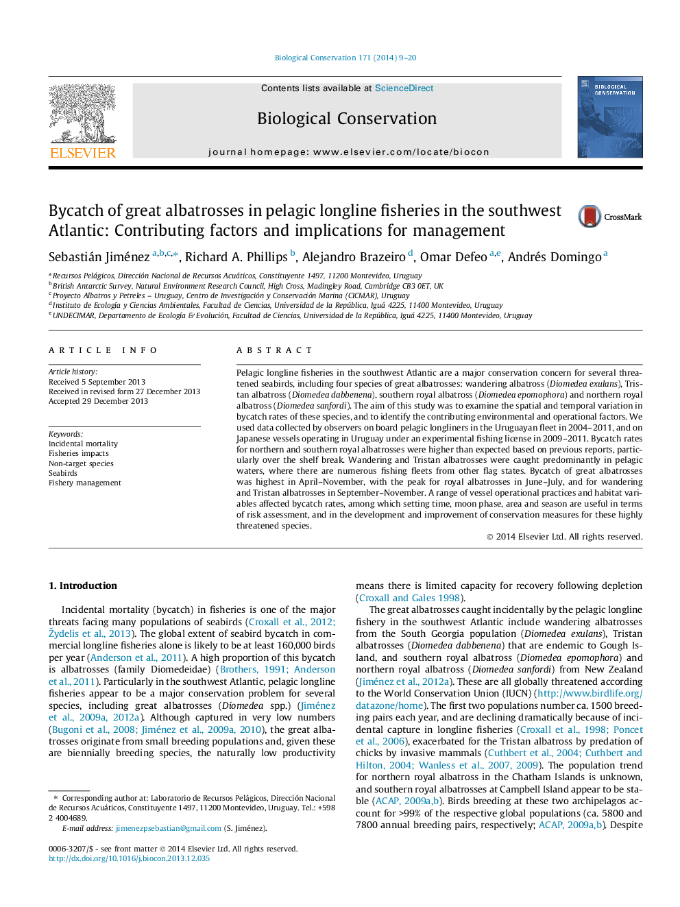 Bycatch of great albatrosses in pelagic longline fisheries in the southwest Atlantic: Contributing factors and implications for management