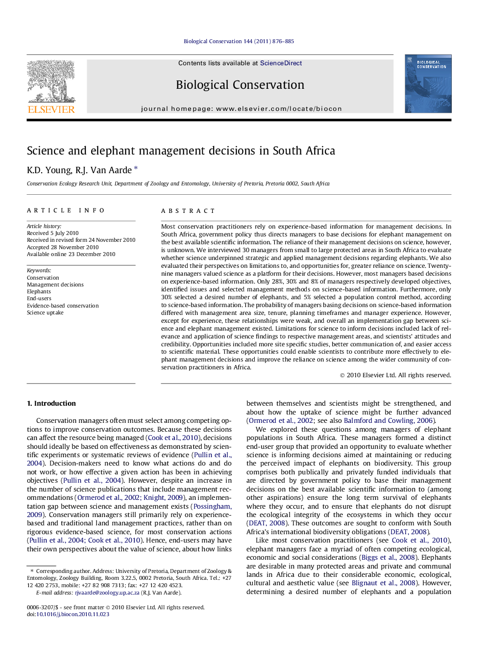 Science and elephant management decisions in South Africa