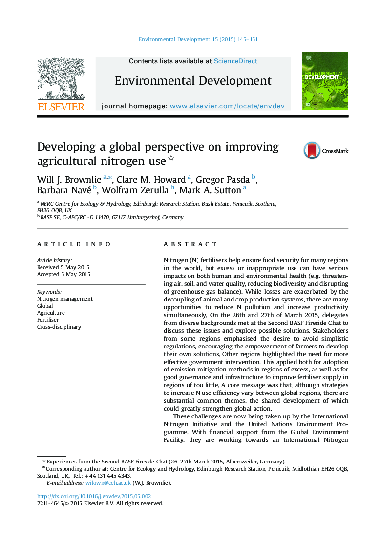 Developing a global perspective on improving agricultural nitrogen use