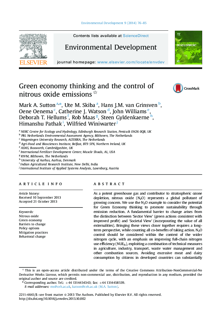 Green economy thinking and the control of nitrous oxide emissions