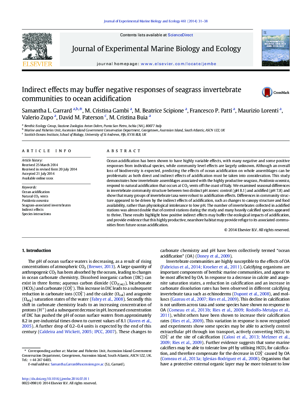 Indirect effects may buffer negative responses of seagrass invertebrate communities to ocean acidification