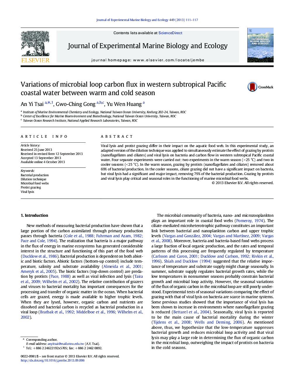 Variations of microbial loop carbon flux in western subtropical Pacific coastal water between warm and cold season