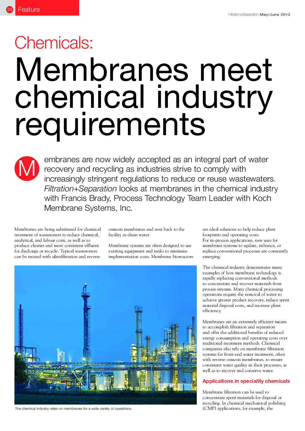 Chemicals: Membranes meet chemical industry requirements