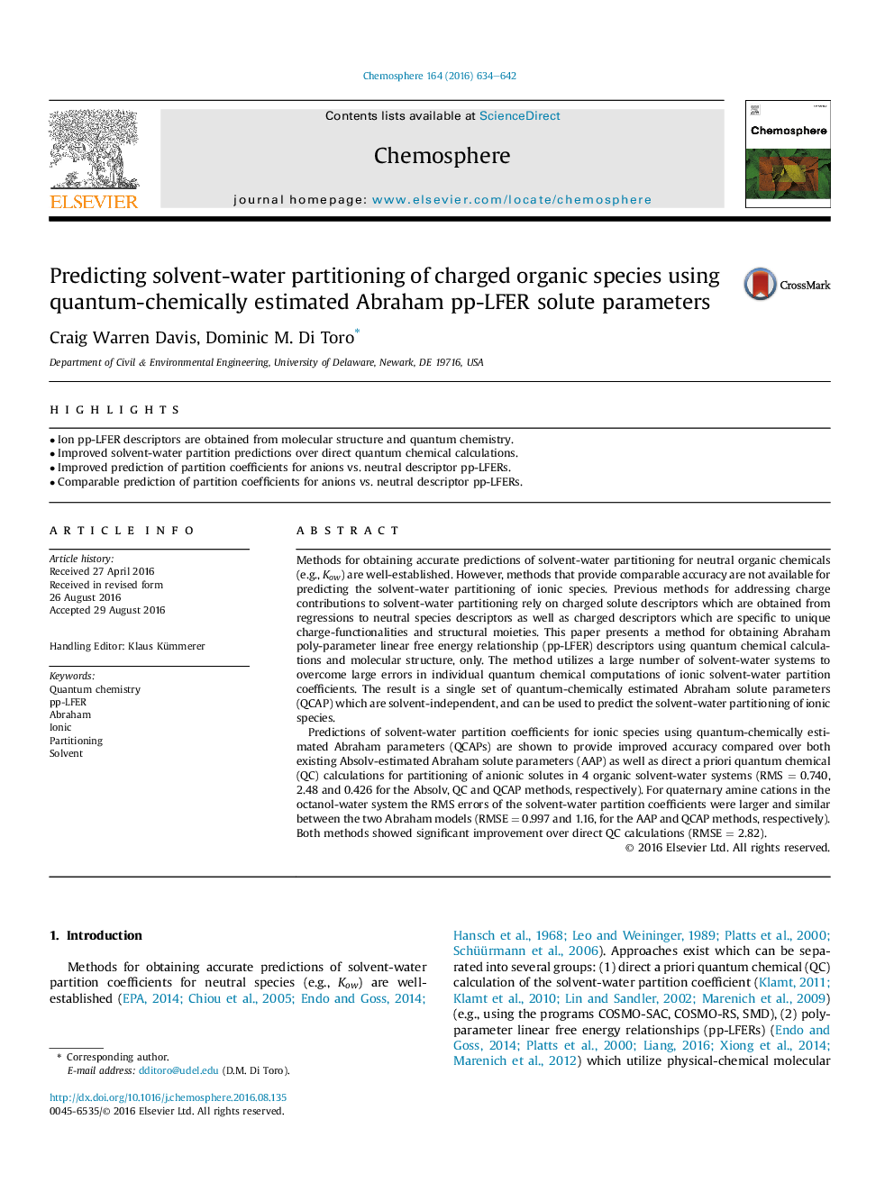 Predicting solvent-water partitioning of charged organic species using quantum-chemically estimated Abraham pp-LFER solute parameters