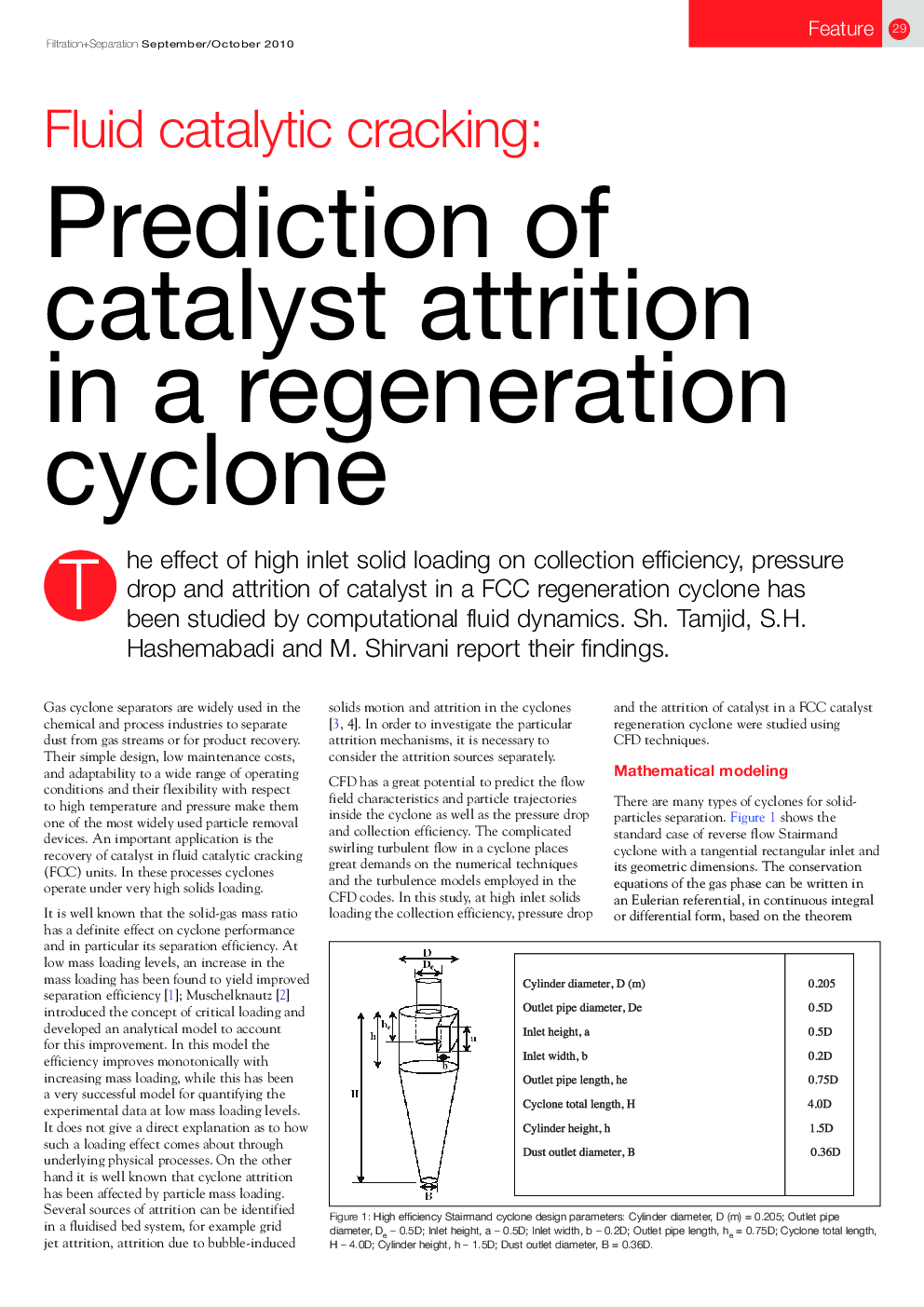 Prediction of catalyst attrition in a regeneration cyclone