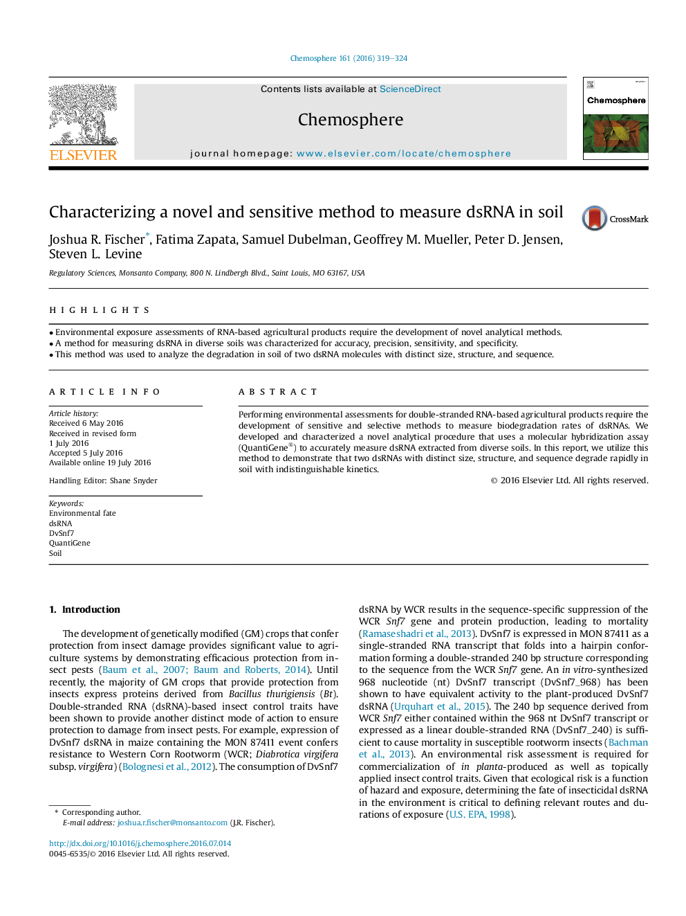 Characterizing a novel and sensitive method to measure dsRNA in soil