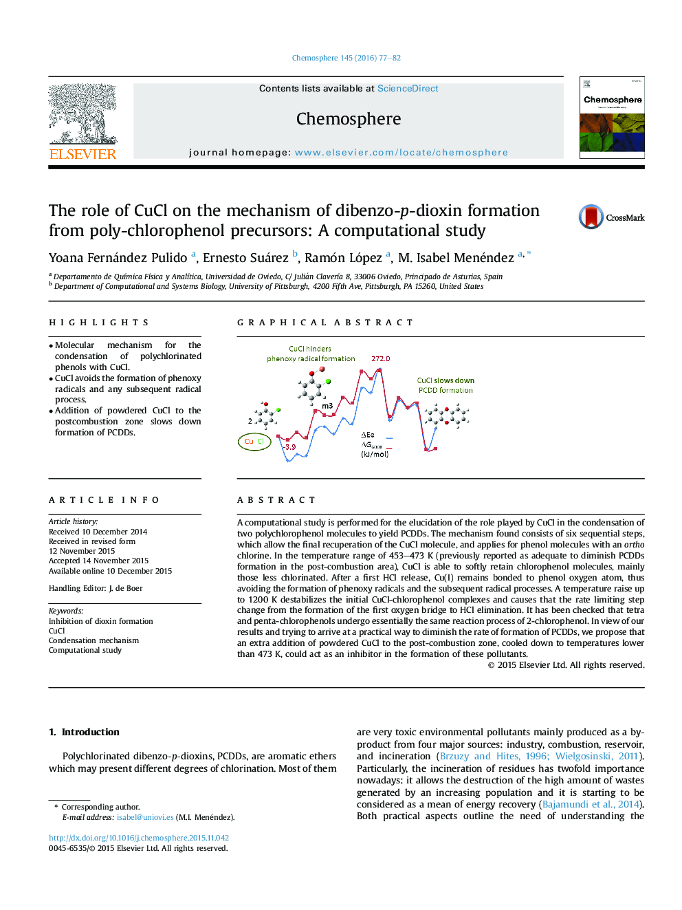 The role of CuCl on the mechanism of dibenzo-p-dioxin formation from poly-chlorophenol precursors: A computational study