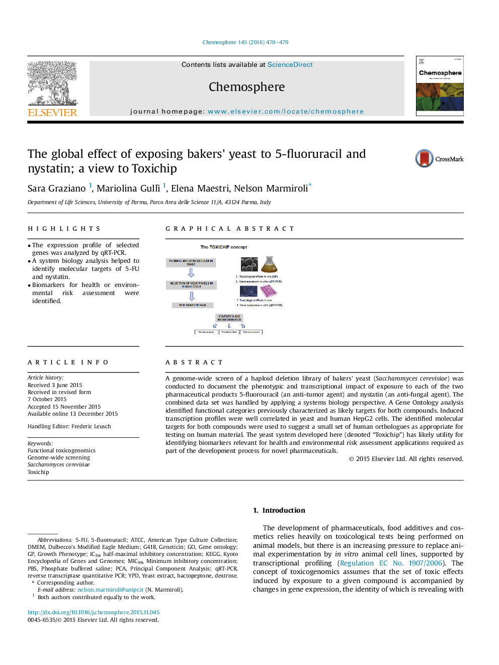 The global effect of exposing bakers' yeast to 5-fluoruracil and nystatin; a view to Toxichip