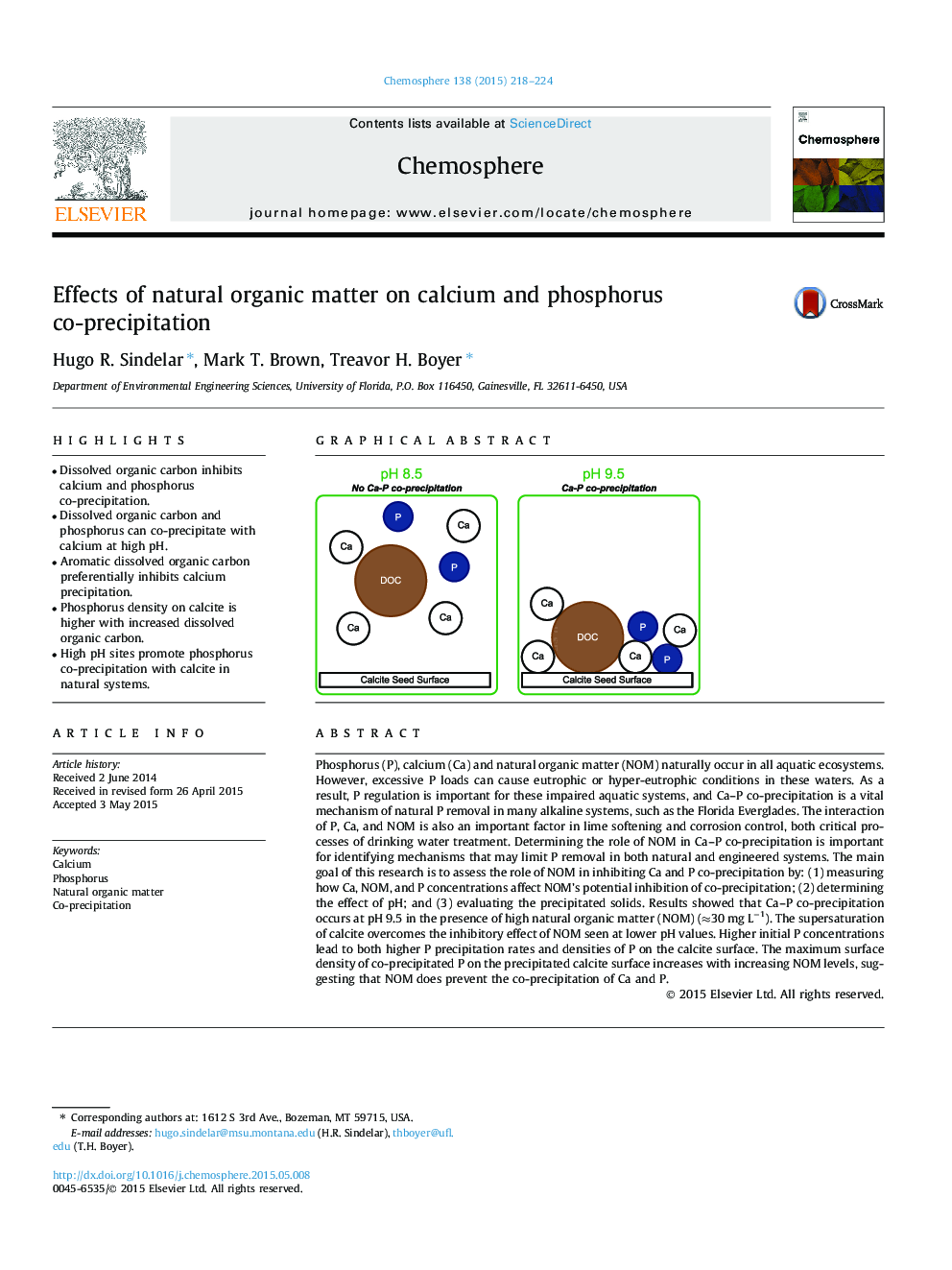 Effects of natural organic matter on calcium and phosphorus co-precipitation