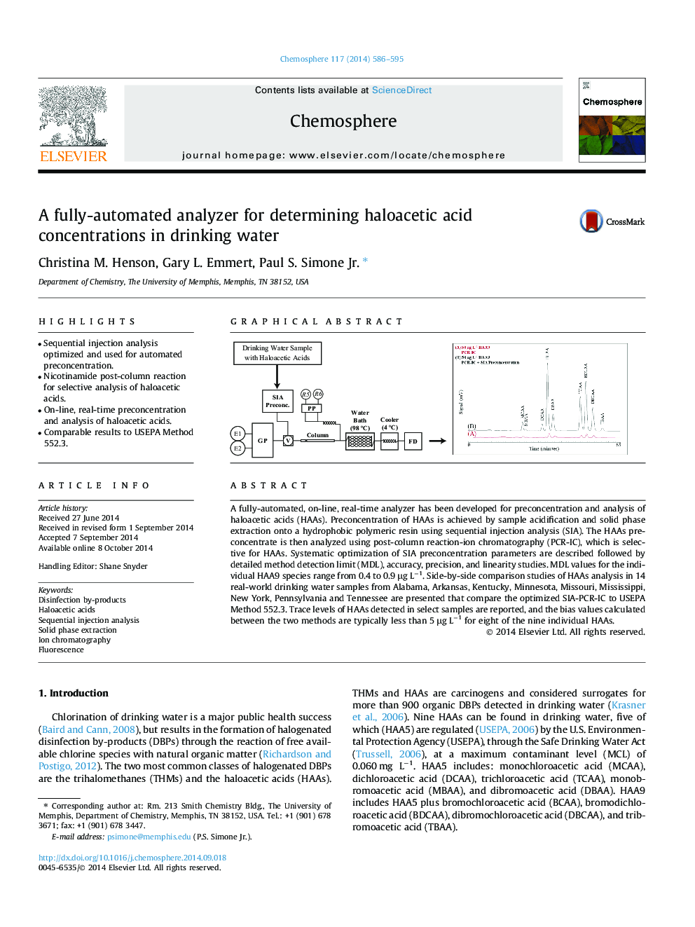 A fully-automated analyzer for determining haloacetic acid concentrations in drinking water