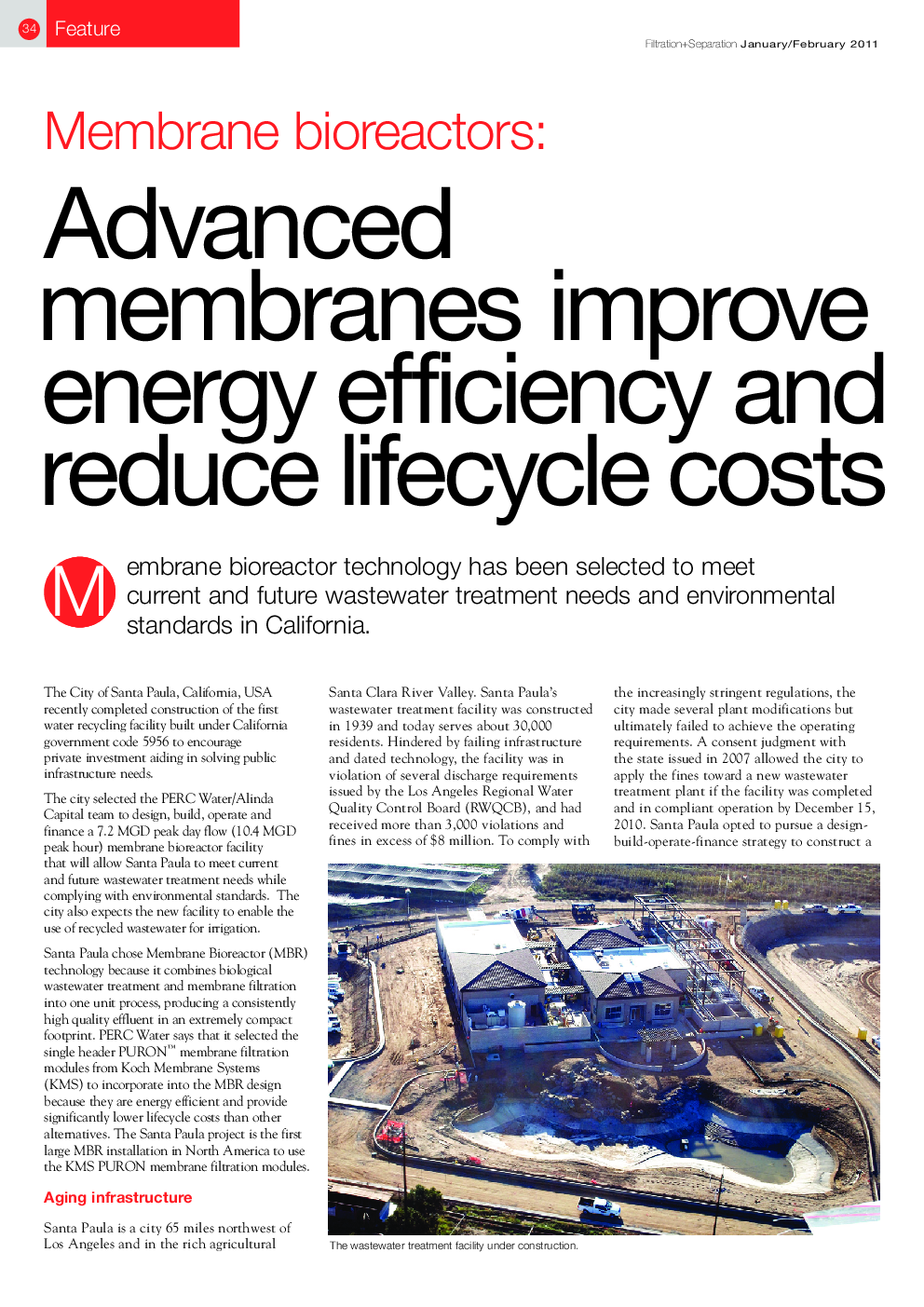 Membrane bioreactors: Advanced membranes improve energy efficiency and reduce lifecycle costs