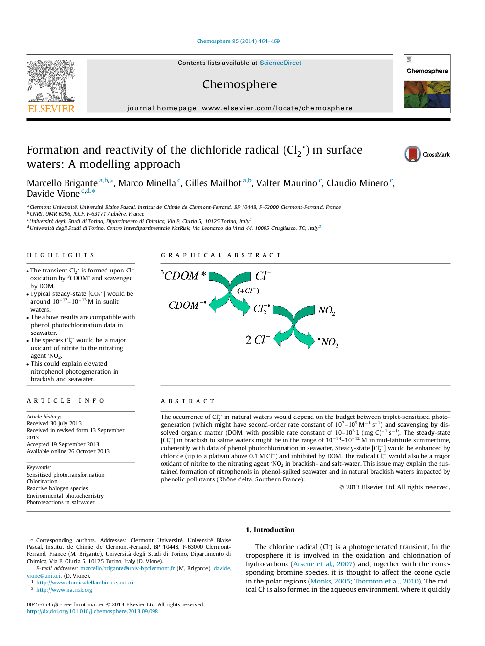 Formation and reactivity of the dichloride radical (Cl2-) in surface waters: A modelling approach