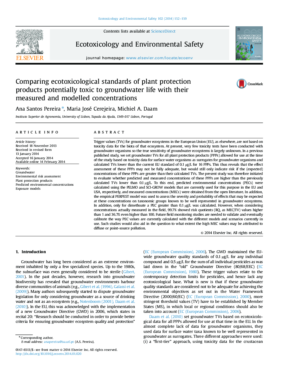 Comparing ecotoxicological standards of plant protection products potentially toxic to groundwater life with their measured and modelled concentrations