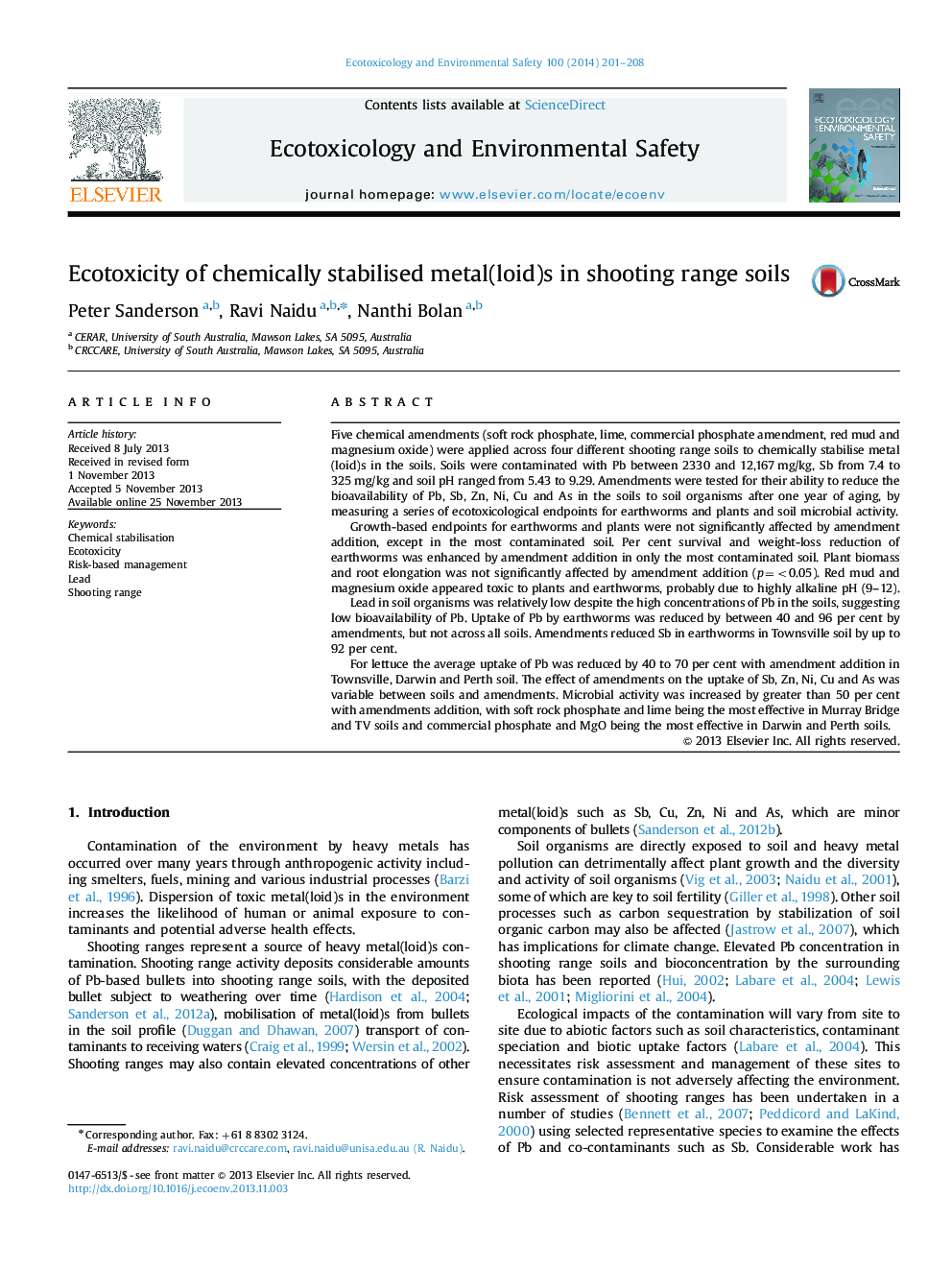 Ecotoxicity of chemically stabilised metal(loid)s in shooting range soils