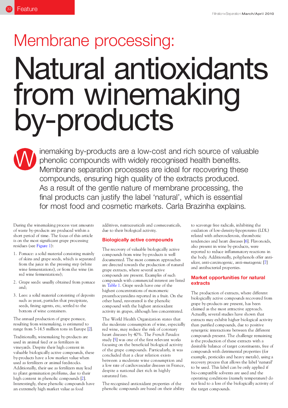 Membrane processing: Natural antioxidants from winemaking by-products