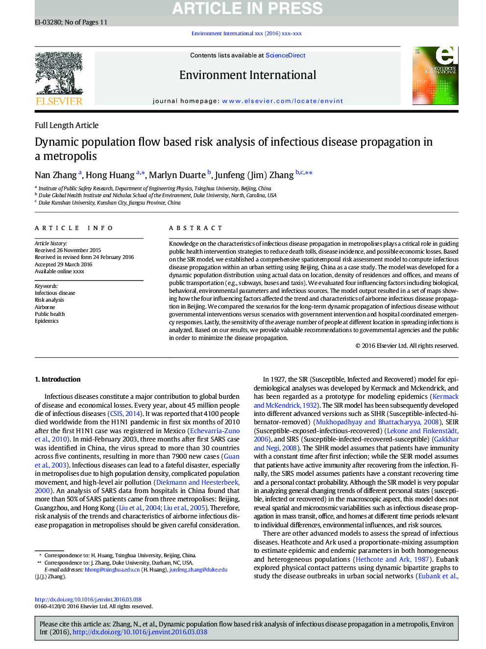 Dynamic population flow based risk analysis of infectious disease propagation in a metropolis