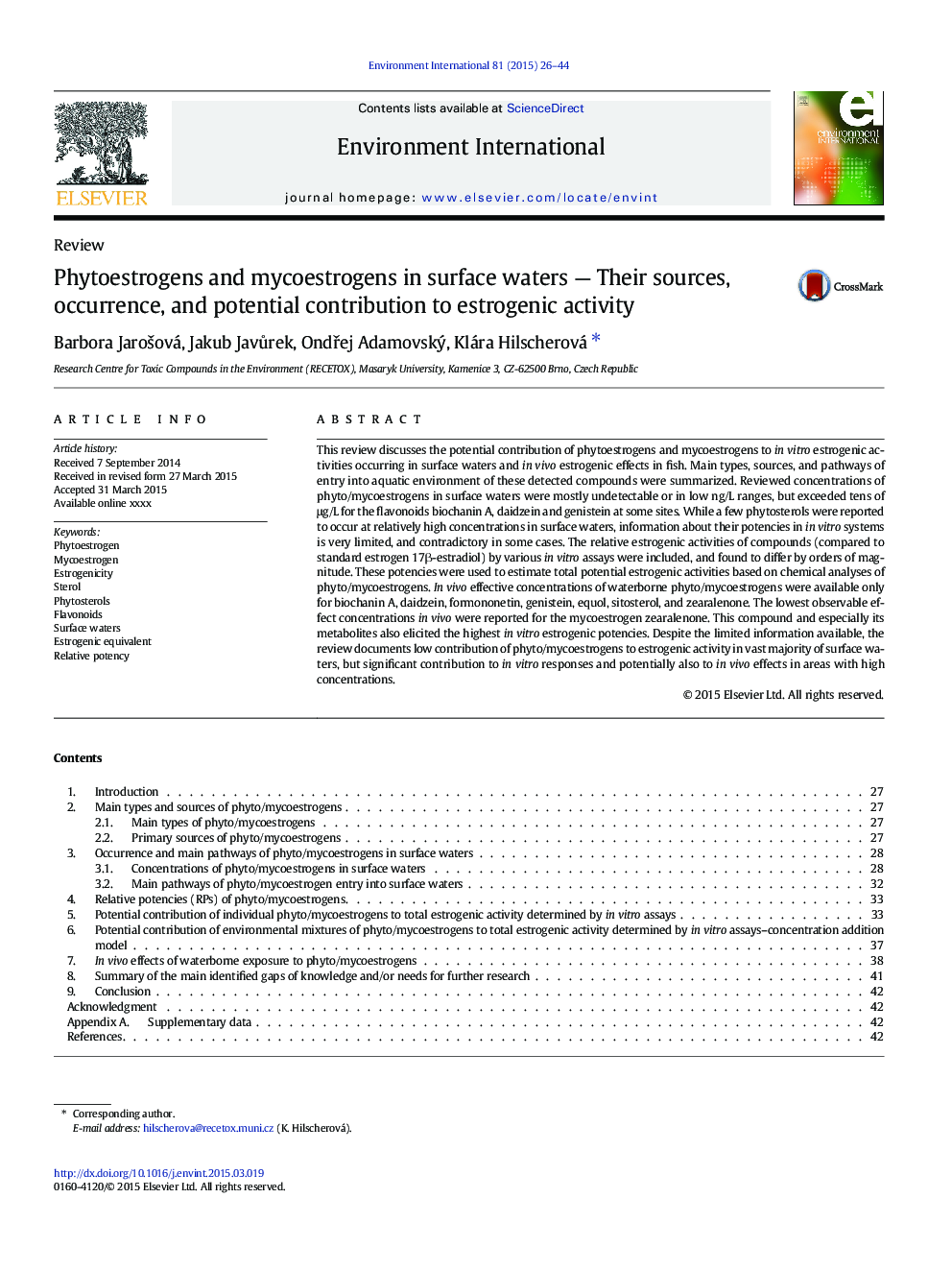 Phytoestrogens and mycoestrogens in surface waters - Their sources, occurrence, and potential contribution to estrogenic activity