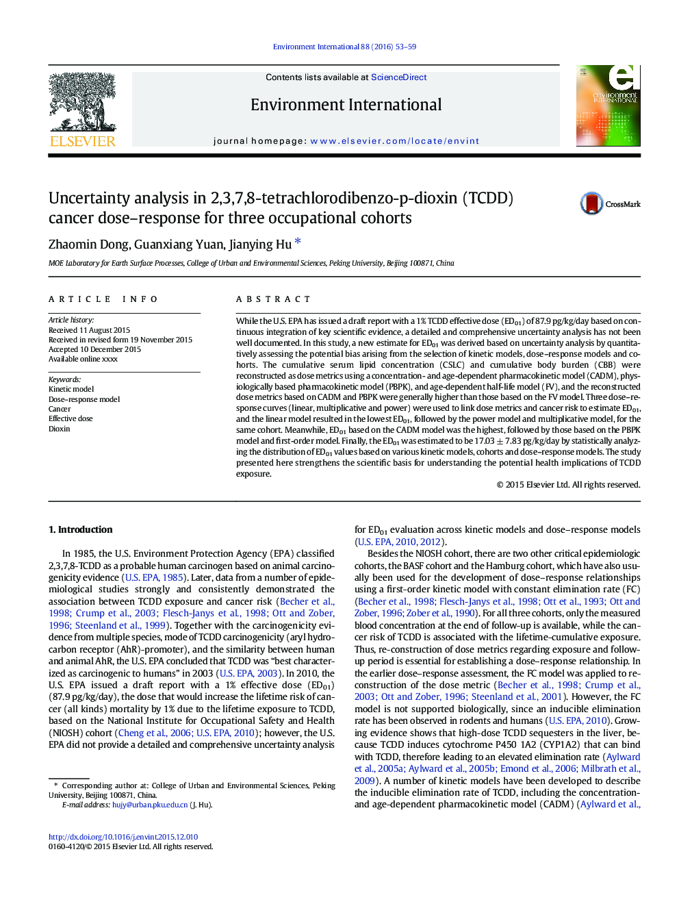 Uncertainty analysis in 2,3,7,8-tetrachlorodibenzo-p-dioxin (TCDD) cancer dose-response for three occupational cohorts