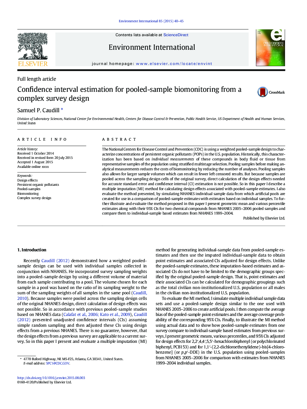 Confidence interval estimation for pooled-sample biomonitoring from a complex survey design