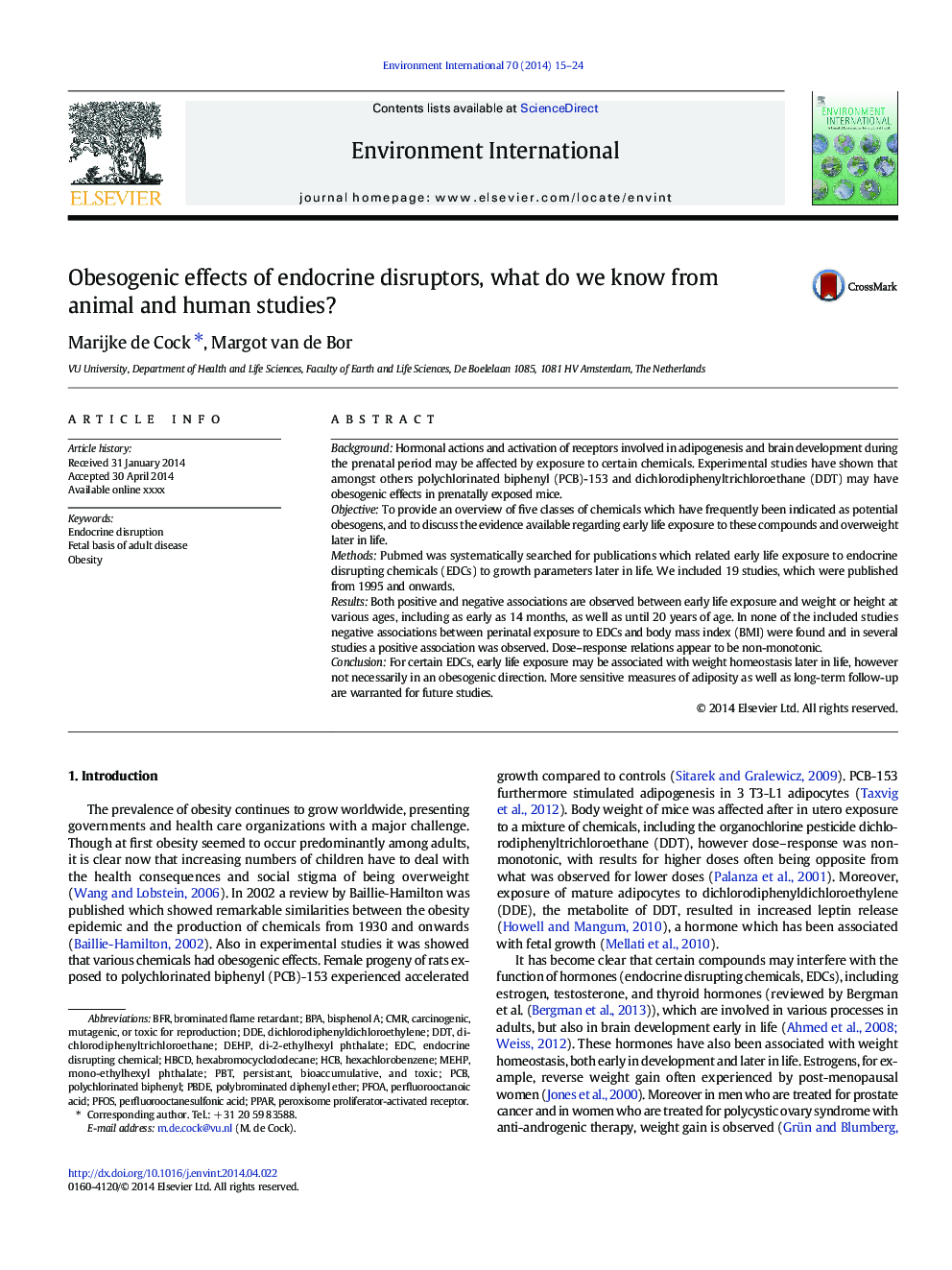 Obesogenic effects of endocrine disruptors, what do we know from animal and human studies?