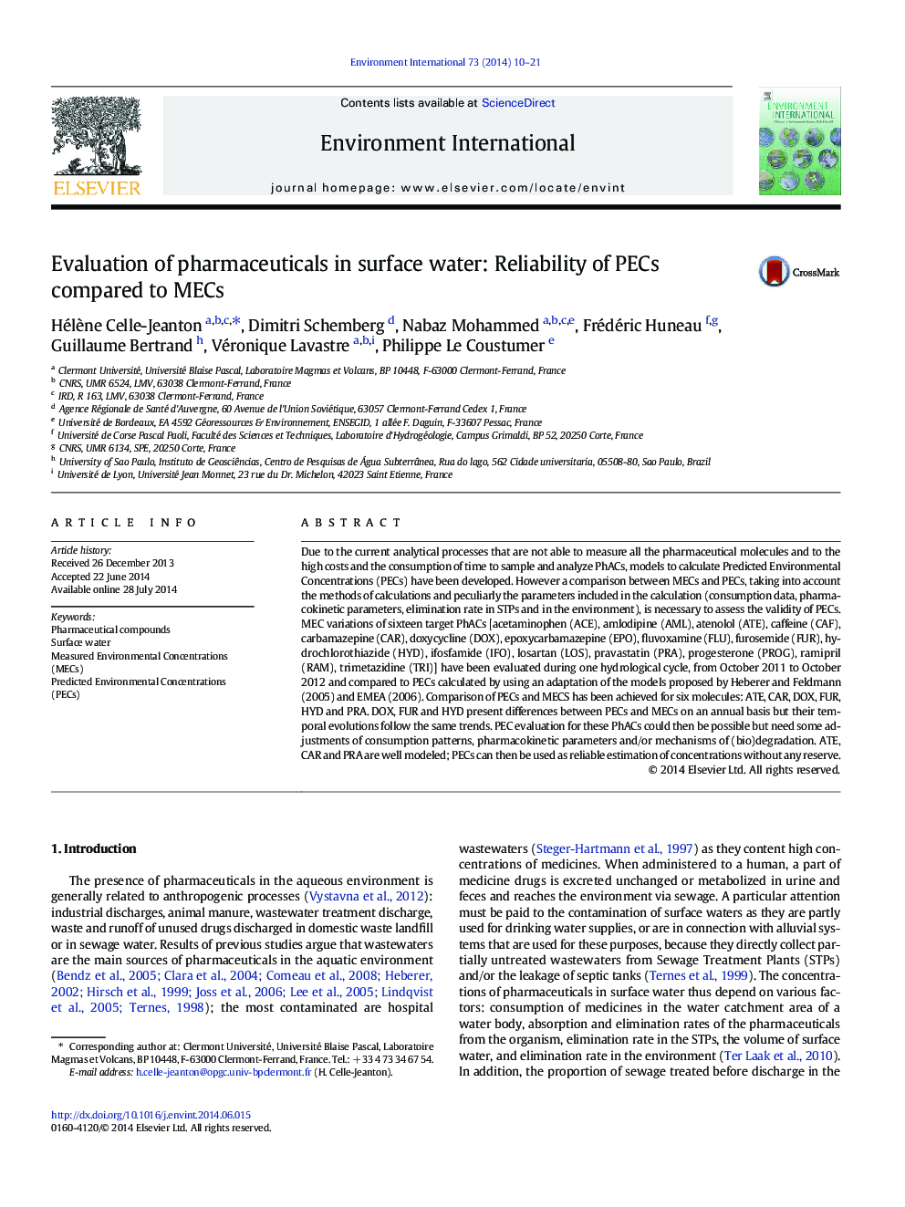 Evaluation of pharmaceuticals in surface water: Reliability of PECs compared to MECs