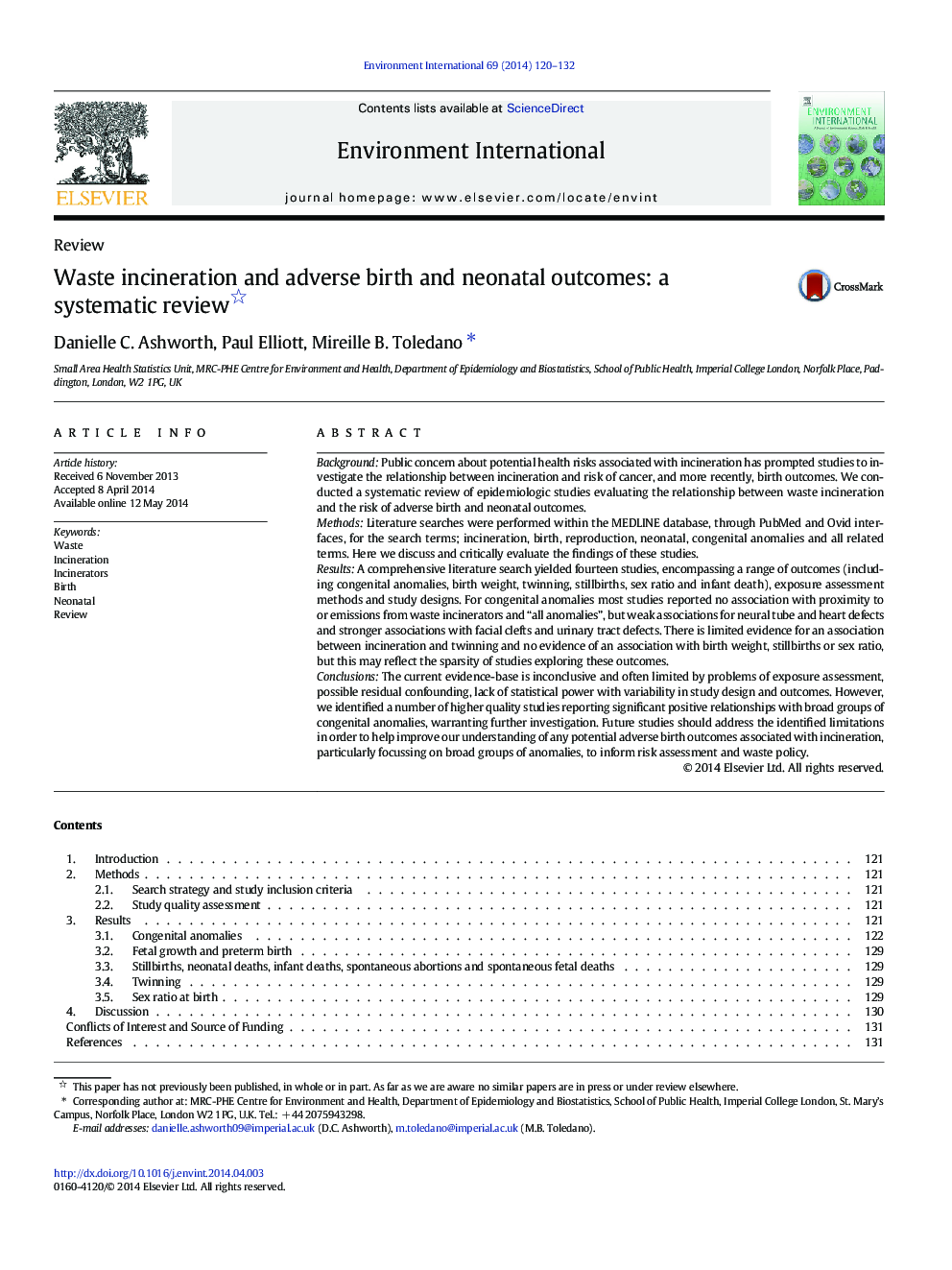 Waste incineration and adverse birth and neonatal outcomes: a systematic review