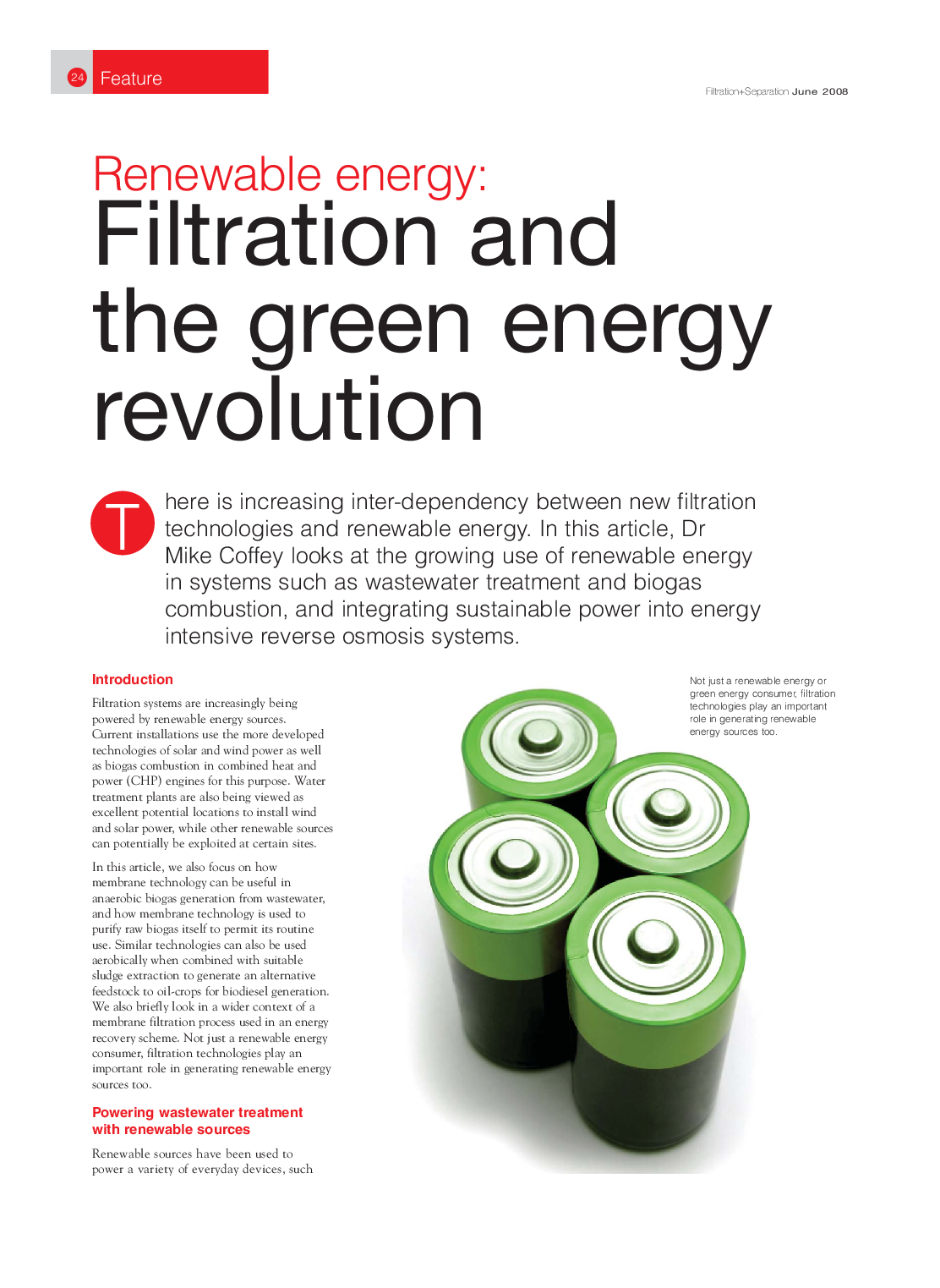 Renewable energy: Filtration and the green energy revolution