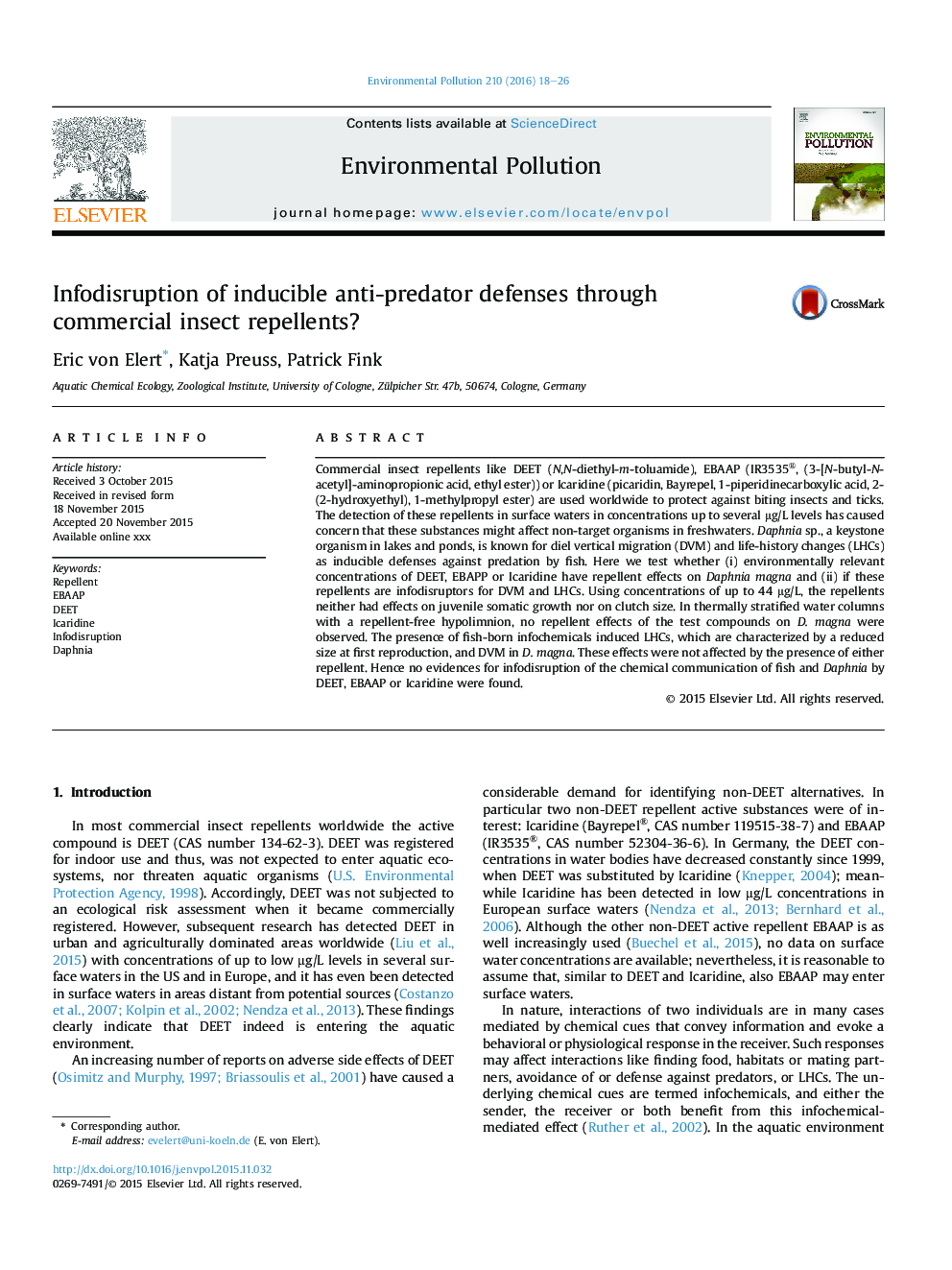 Infodisruption of inducible anti-predator defenses through commercial insect repellents?