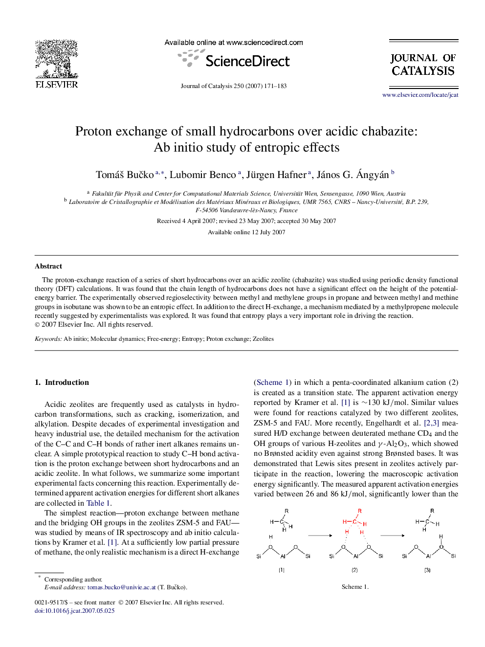 Proton exchange of small hydrocarbons over acidic chabazite: Ab initio study of entropic effects