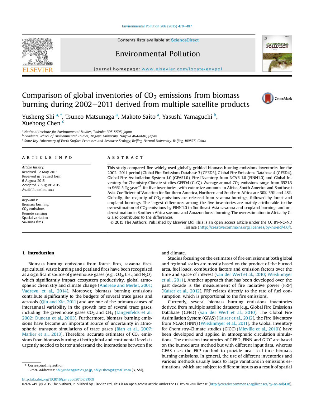 مقایسه ذخایر جهانی انتشار گازهای گلخانه ای از سوختن زیست توده طی سال های 2002-2011 حاصل از محصولات چندگانه ماهواره ای 