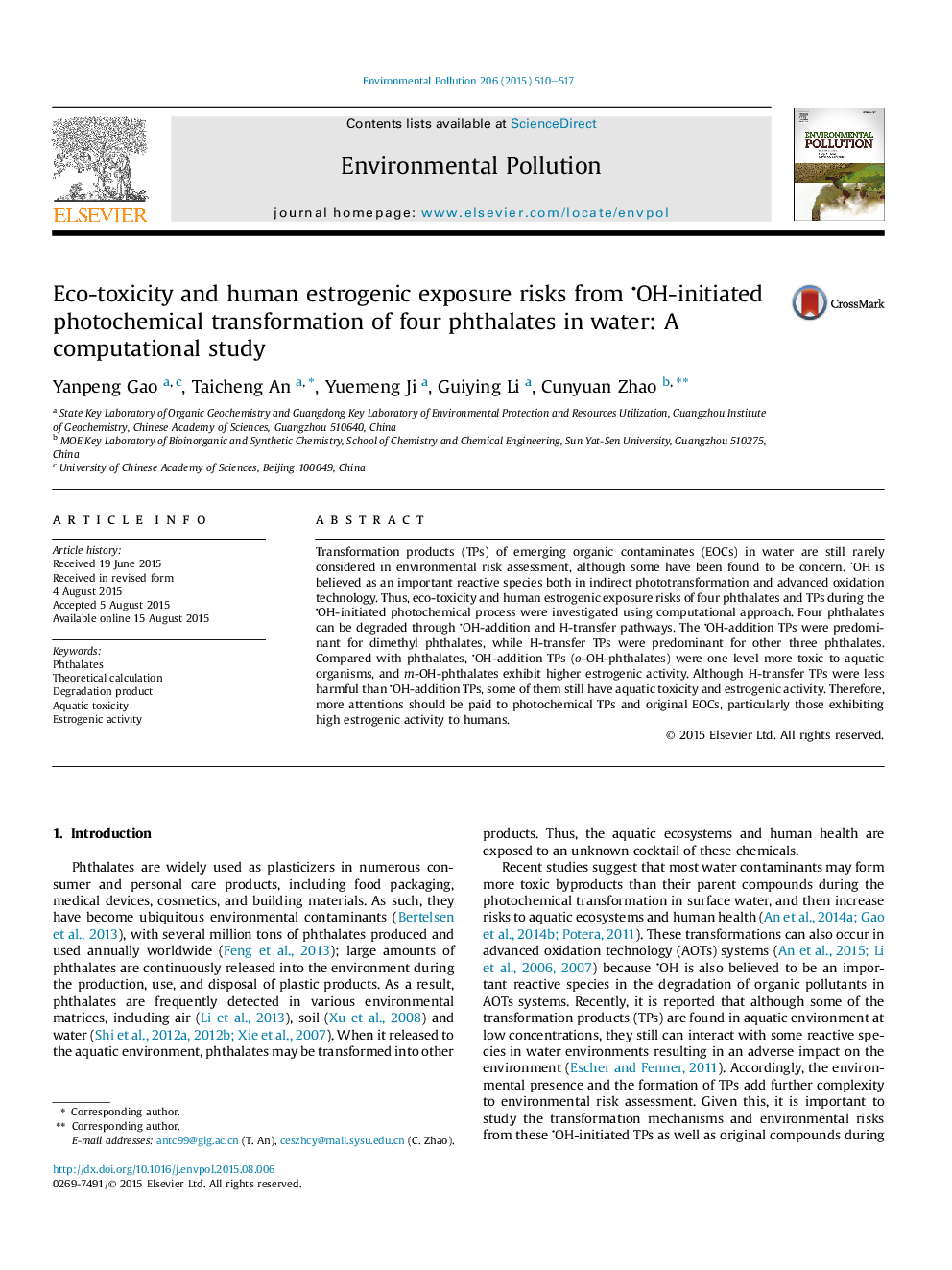 Eco-toxicity and human estrogenic exposure risks from OH-initiated photochemical transformation of four phthalates in water: A computational study