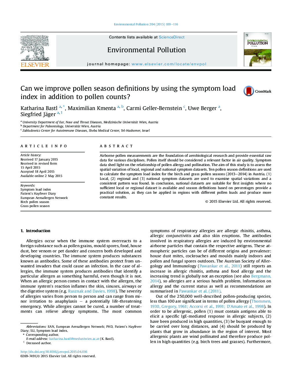 Can we improve pollen season definitions by using the symptom load index in addition to pollen counts?