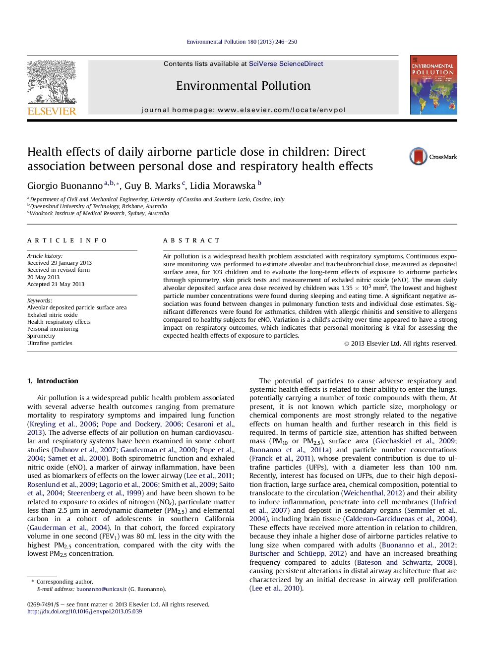 Health effects of daily airborne particle dose in children: Direct association between personal dose and respiratory health effects