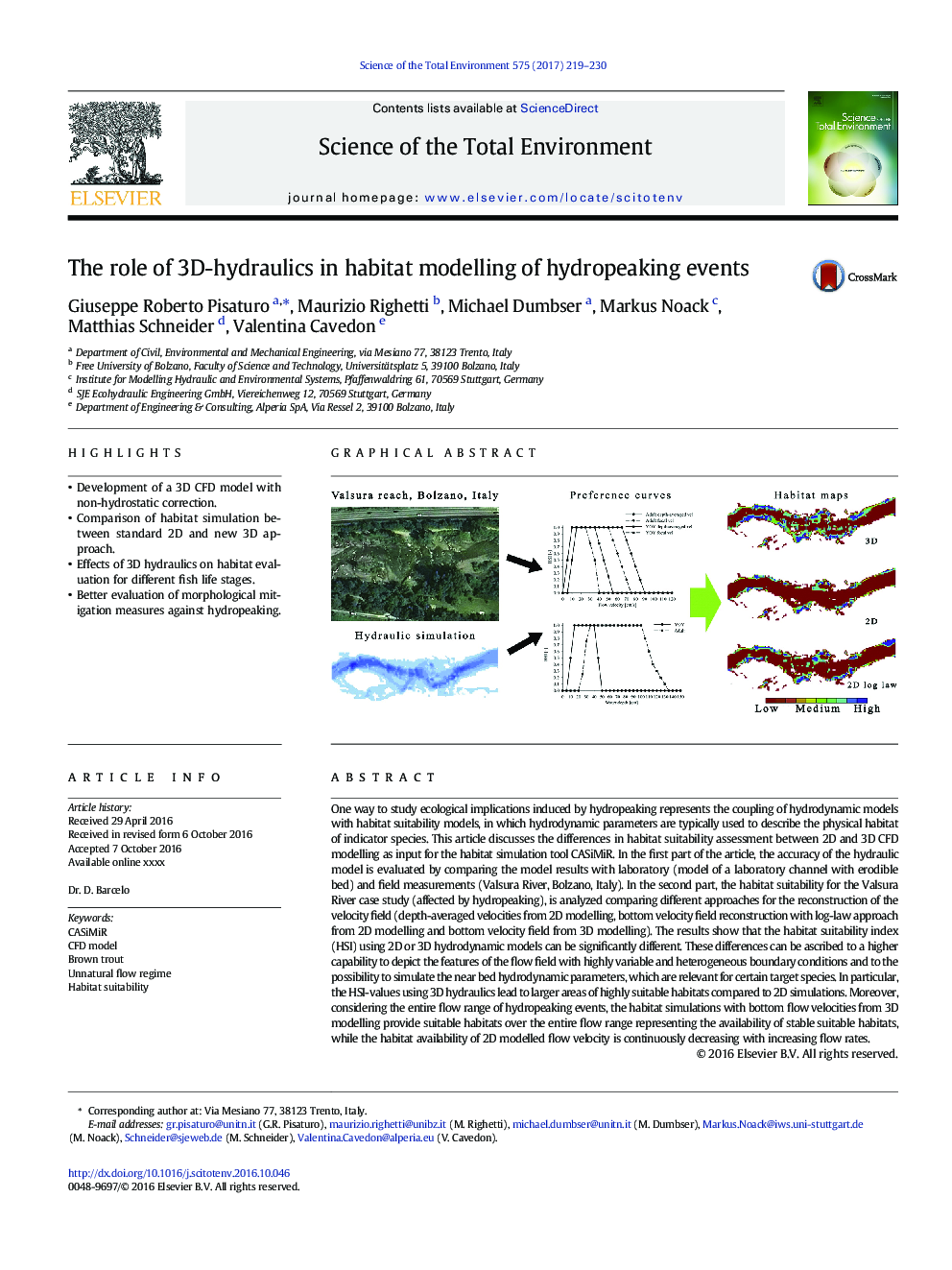 The role of 3D-hydraulics in habitat modelling of hydropeaking events