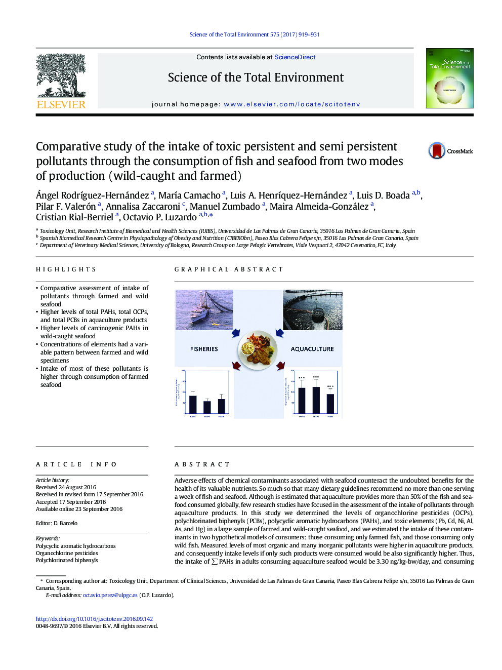 بررسی مقایسه ای مصرف آلاینده های مضر مضر و نیمه پایدار از طریق مصرف ماهی و غذاهای دریایی از دو نوع تولید (وحشی و مزرعه)