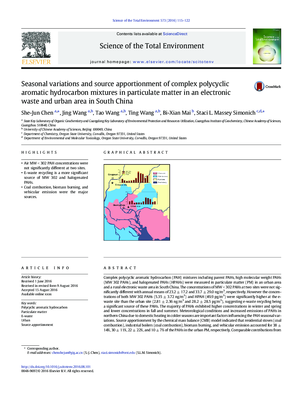 Seasonal variations and source apportionment of complex polycyclic aromatic hydrocarbon mixtures in particulate matter in an electronic waste and urban area in South China