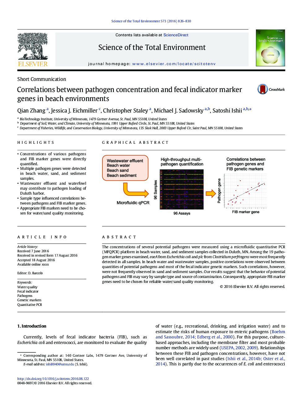 Correlations between pathogen concentration and fecal indicator marker genes in beach environments