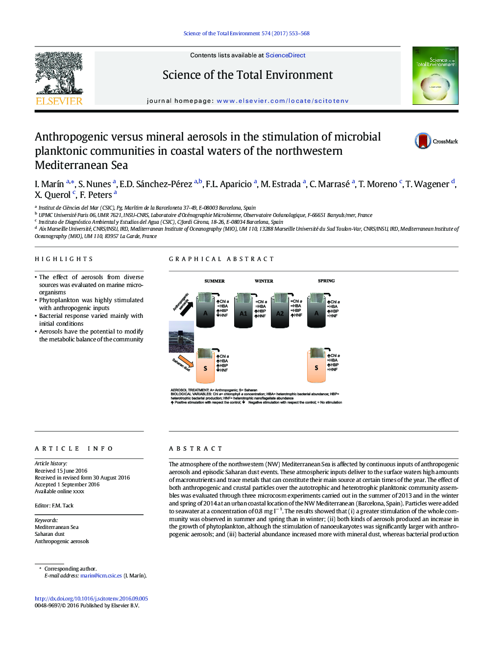 Anthropogenic versus mineral aerosols in the stimulation of microbial planktonic communities in coastal waters of the northwestern Mediterranean Sea