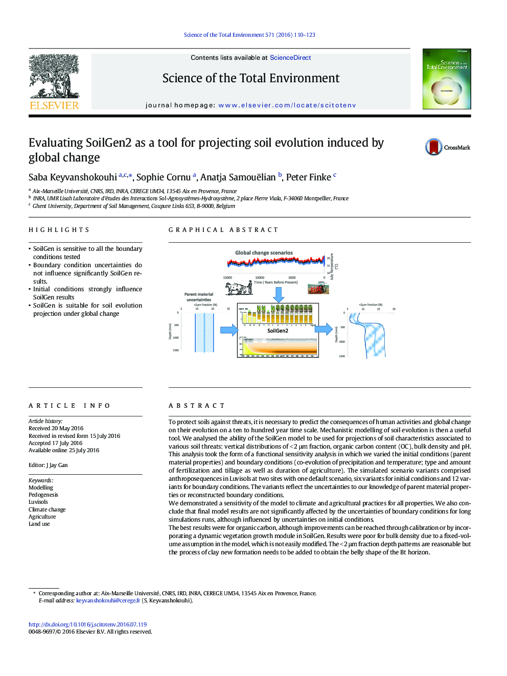 عکس صفحه اول مقاله: Evaluating SoilGen2 as a tool for projecting soil evolution induced by global change Evaluating SoilGen2 as a tool for projecting soil evolution induced by global change