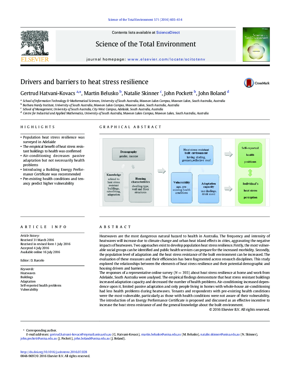 Drivers and barriers to heat stress resilience