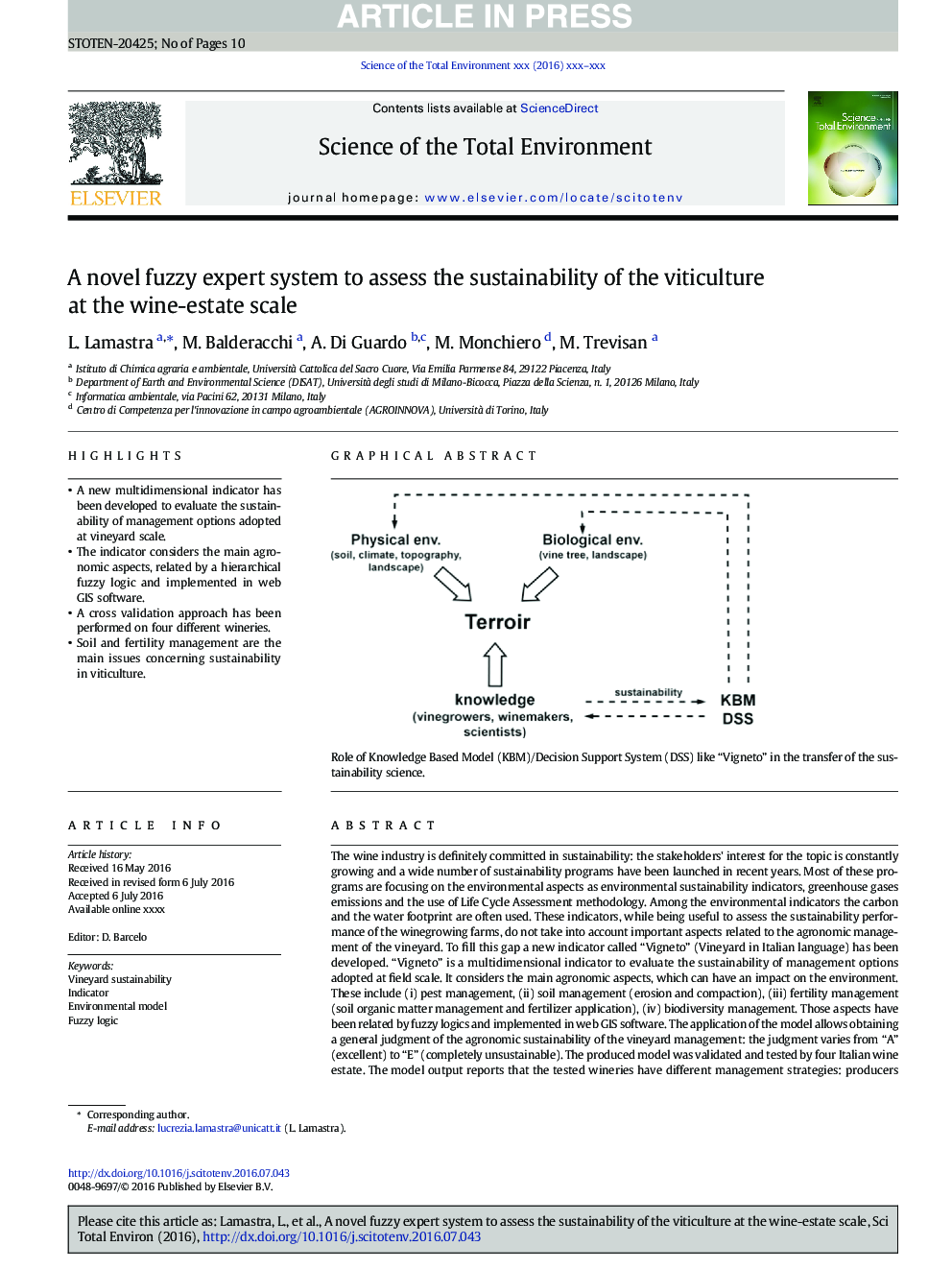 A novel fuzzy expert system to assess the sustainability of the viticulture at the wine-estate scale